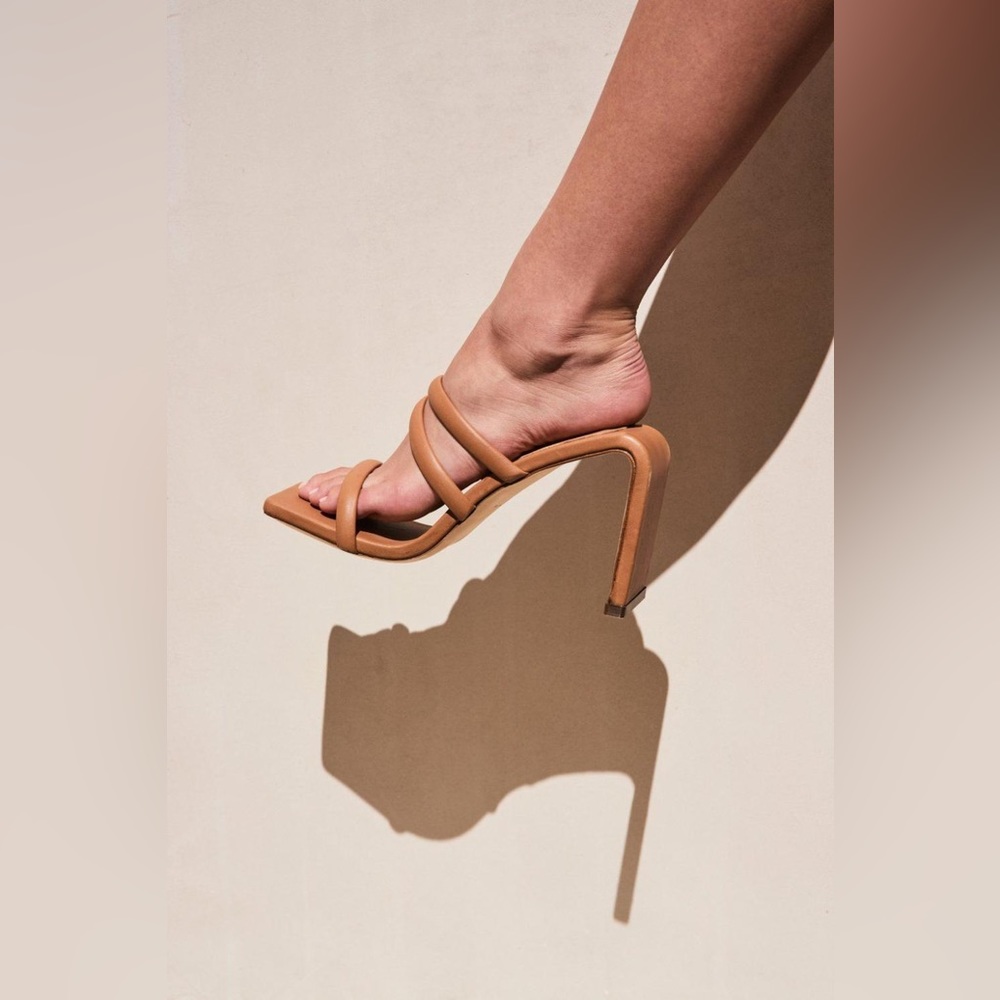 cult gaia Brown Strappy Square-Toe Heeled Sandals - Picture 3 of 13